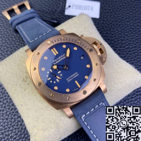 Panerai 42MM Submersible PAM01074 Matt Blue Dial Bronze