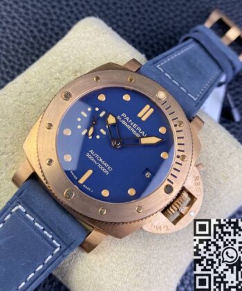 Panerai 42MM Submersible PAM01074 Matt Blue Dial Bronze