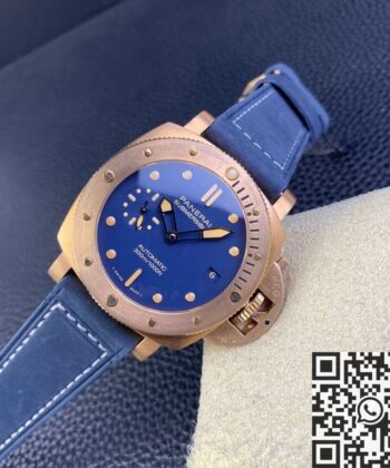 Panerai 42MM Submersible PAM01074 Matt Blue Dial Bronze