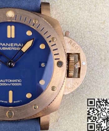 Panerai 42MM Submersible PAM01074 Matt Blue Dial Bronze