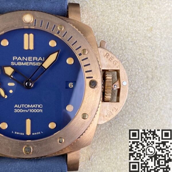 Panerai 42MM Submersible PAM01074 Matt Blue Dial Bronze