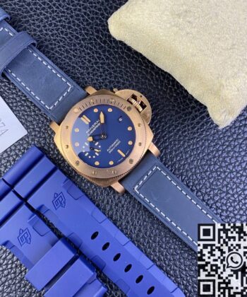 Panerai 42MM Submersible PAM01074 Matt Blue Dial Bronze