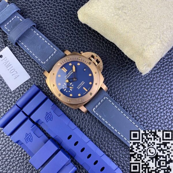 Panerai 42MM Submersible PAM01074 Matt Blue Dial Bronze