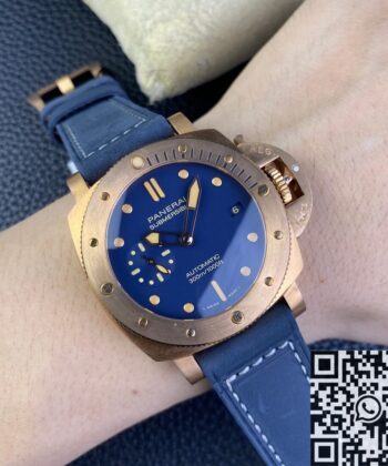 Panerai 42MM Submersible PAM01074 Matt Blue Dial Bronze
