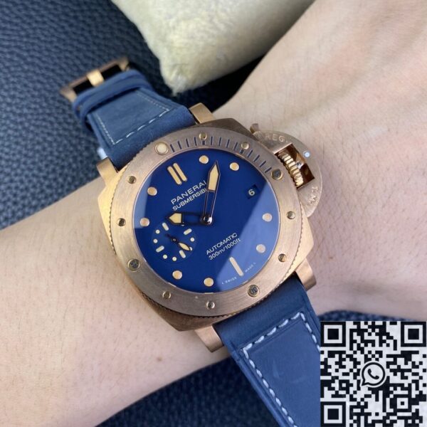 Panerai 42MM Submersible PAM01074 Matt Blue Dial Bronze