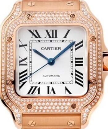 Cartier Los Santos Rose Gold Full Diamond Watch BV Factory