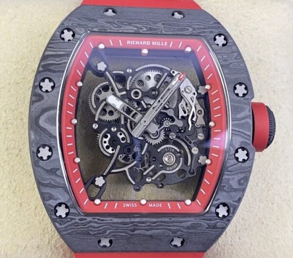 Richard Mille Men's Watch RM055 Red Rubber Strap KU Factory