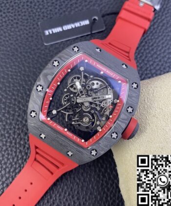 Richard Mille Men's Watch RM055 Red Rubber Strap KU Factory