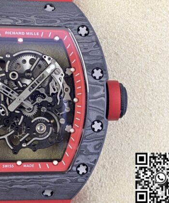 Richard Mille Men's Watch RM055 Red Rubber Strap KU Factory