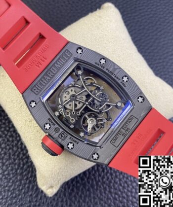 Richard Mille Men's Watch RM055 Red Rubber Strap KU Factory