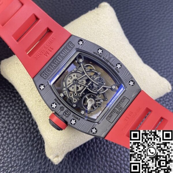 Richard Mille Men's Watch RM055 Red Rubber Strap KU Factory