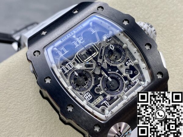 Richard Mills RM011-03 Black Ceramic Bezel White Rubber Strap