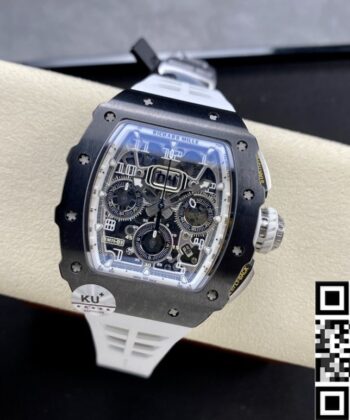 Richard Mills RM011-03 Black Ceramic Bezel White Rubber Strap