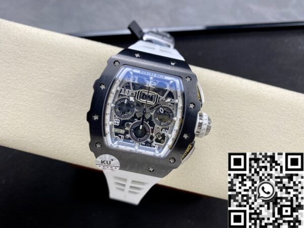 Richard Mills RM011-03 Black Ceramic Bezel White Rubber Strap