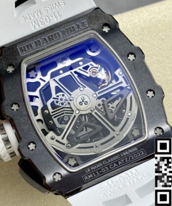 Richard Mills RM011-03 Black Ceramic Bezel White Rubber Strap