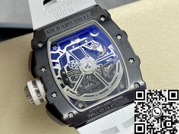Richard Mills RM011-03 Black Ceramic Bezel White Rubber Strap