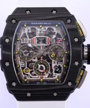 Replica Richard Mille Watches RM011 White Rubber Strap KV