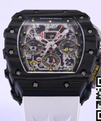 Replica Richard Mille Watches RM011 White Rubber Strap KV