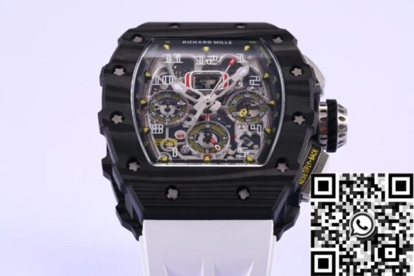 Replica Richard Mille Watches RM011 White Rubber Strap KV