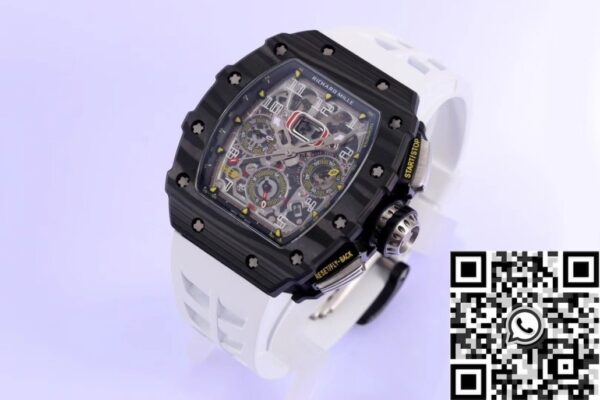 Replica Richard Mille Watches RM011 White Rubber Strap KV