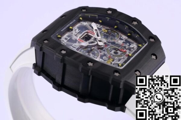 Replica Richard Mille Watches RM011 White Rubber Strap KV