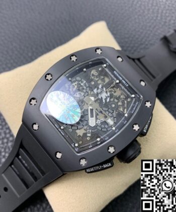 Fake Richard Mille Watch​es RM011 Black Ceramic Case KV