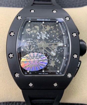 Fake Richard Mille Watch​es RM011 Black Ceramic Case KV