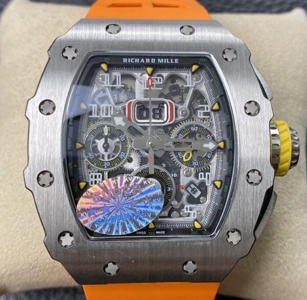 Richard Mille Imitation Watch RM011 Orange Rubber Strap KV