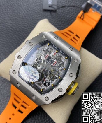 Richard Mille Imitation Watch RM011 Orange Rubber Strap KV