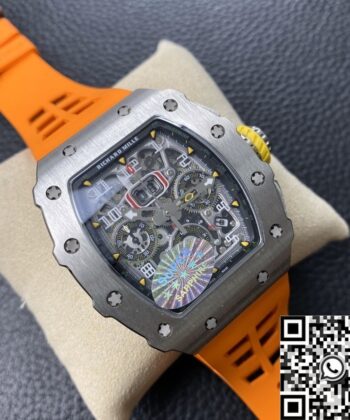 Richard Mille Imitation Watch RM011 Orange Rubber Strap KV