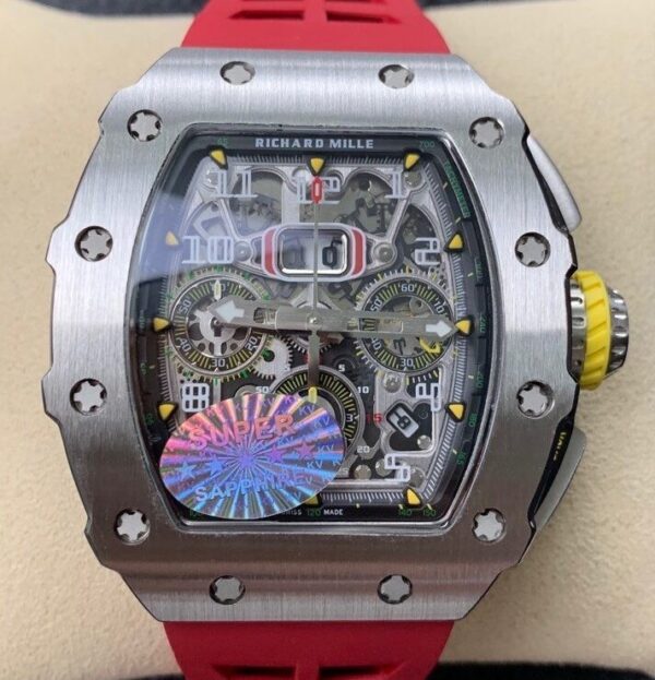 Red Richard Mille RM011 Red Rubber Strap Watch KV Factory