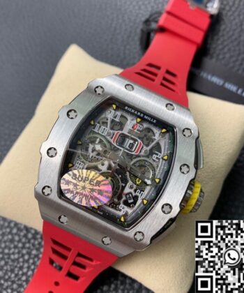 Red Richard Mille RM011 Red Rubber Strap Watch KV Factory
