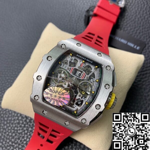 Red Richard Mille RM011 Red Rubber Strap Watch KV Factory
