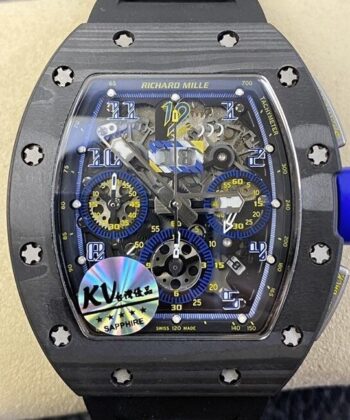 Men's Richard Mille RM011 Blue Dial Carbon Fiber Watch Case