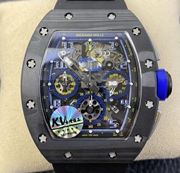 Men's Richard Mille RM011 Blue Dial Carbon Fiber Watch Case