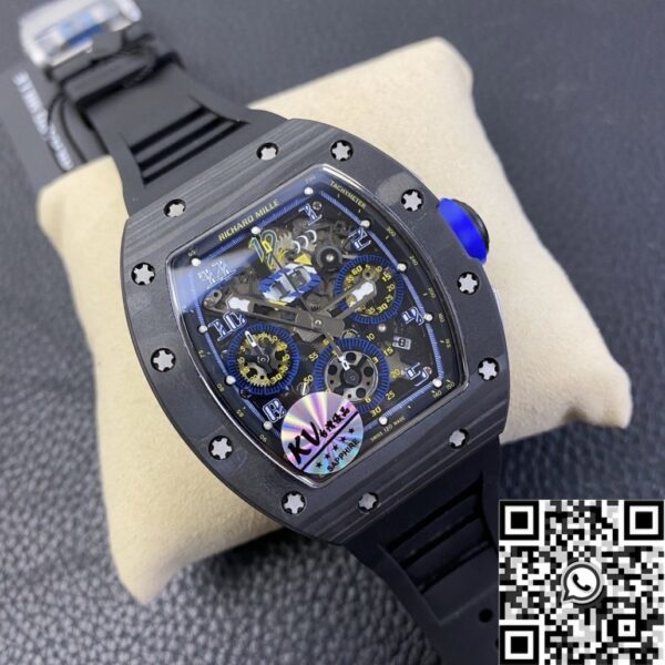 Men's Richard Mille RM011 Blue Dial Carbon Fiber Watch Case