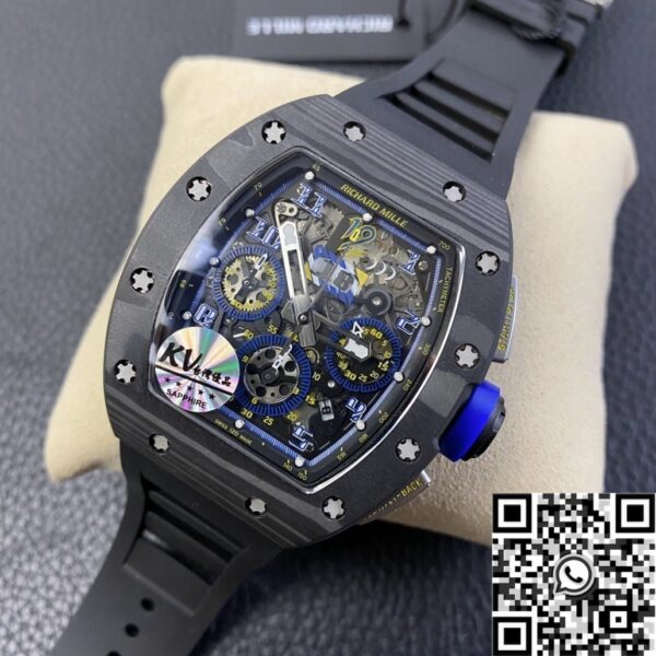 Men's Richard Mille RM011 Blue Dial Carbon Fiber Watch Case