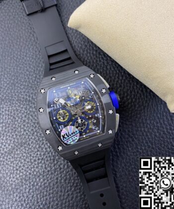 Men's Richard Mille RM011 Blue Dial Carbon Fiber Watch Case