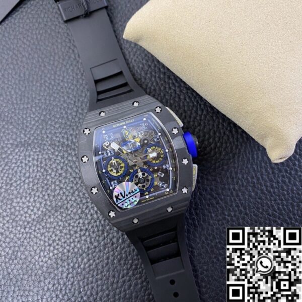 Men's Richard Mille RM011 Blue Dial Carbon Fiber Watch Case