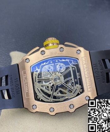 Replicas Richard Mille RM011 Rose Gold Black Rubber Strap Case
