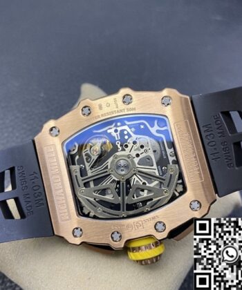 Replicas Richard Mille RM011 Rose Gold Black Rubber Strap Case