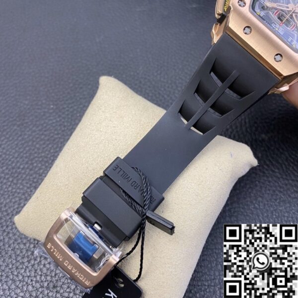 Replicas Richard Mille RM011 Rose Gold Black Rubber Strap Case