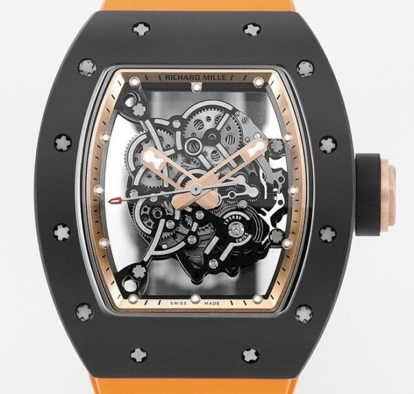 Imitation Richard Mille RM055 V5 Yellow Rubber Strap KV Factory