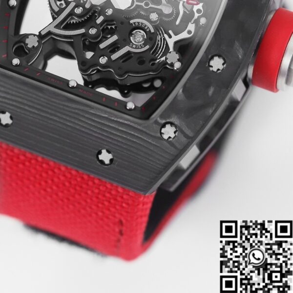 Richard Mille Thin Watch​ RM055 V5 Red Nylon Strap KV Factory