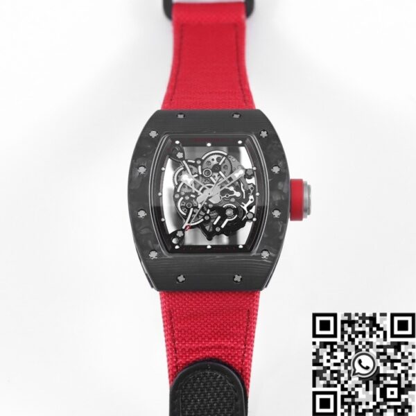 Richard Mille Thin Watch​ RM055 V5 Red Nylon Strap KV Factory