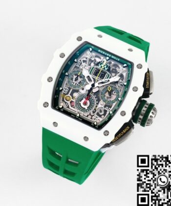 Richard Mille RM11 Watch White Ceramic Green Rubber Strap KV