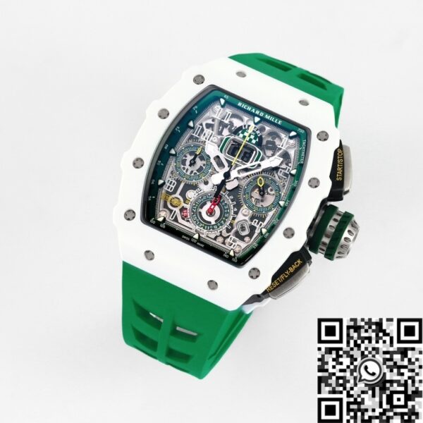 Richard Mille RM11 Watch White Ceramic Green Rubber Strap KV