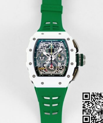 Richard Mille RM11 Watch White Ceramic Green Rubber Strap KV