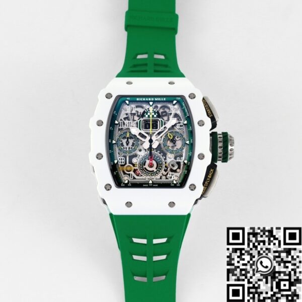 Richard Mille RM11 Watch White Ceramic Green Rubber Strap KV