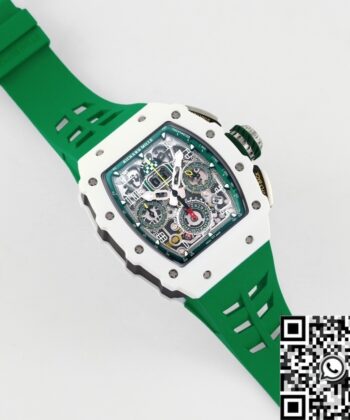Richard Mille RM11 Watch White Ceramic Green Rubber Strap KV
